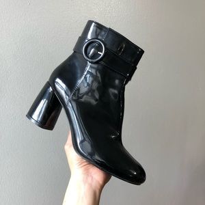 NINE WEST Black Patent Leather Booties